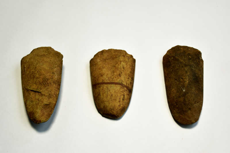 3 prehistoric axe heads
