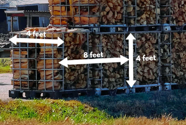 Measurements of a full cord of firewood